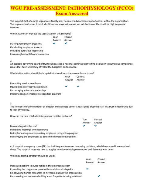 SOLUTION Wgu Pre Assessment Pathophysiology Pcco Exam Answered Studypool