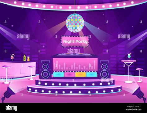 Night Club Interior Cartoon Illustration For Nightlife Like A Young People Drink Alcohol And