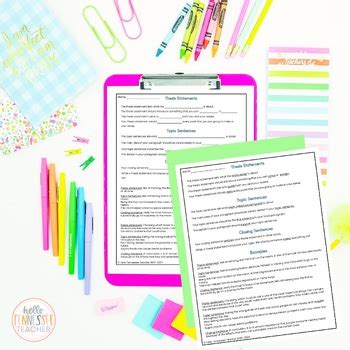 Thesis Statement Vs Topic Sentence Powerpoint With Handout Grades