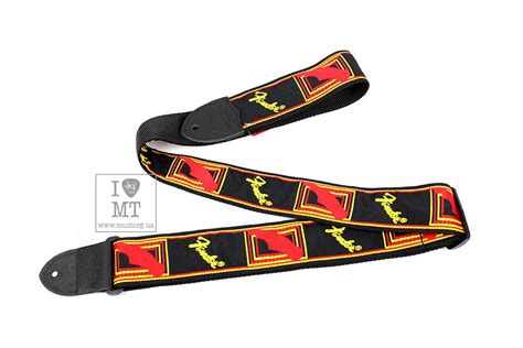 Fender Strap 2 Monogrammed Black Yellow Red Ремінь гітарний