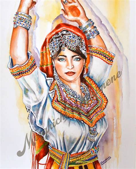 La Danseuse Kabyle Aquarelle Watercolour Watercolor Dessin Drawing