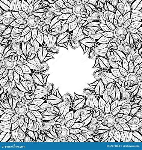 Vector Monochrome Floral Background Stock Vector Illustration Of