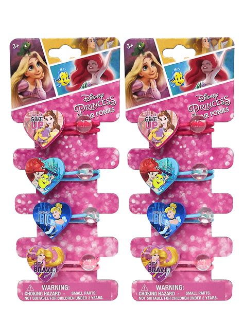 Disney Princesses Heart Shaped Hair Ties Ponies Ariel Belle Cinderella ...