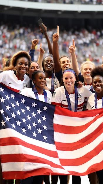 Premium Photo A Group Of Women Holding American Flags And One Of Them