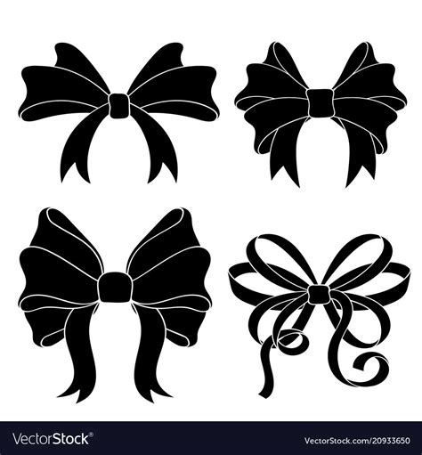 Black Silhouette Ribbon Bows Royalty Free Vector Image