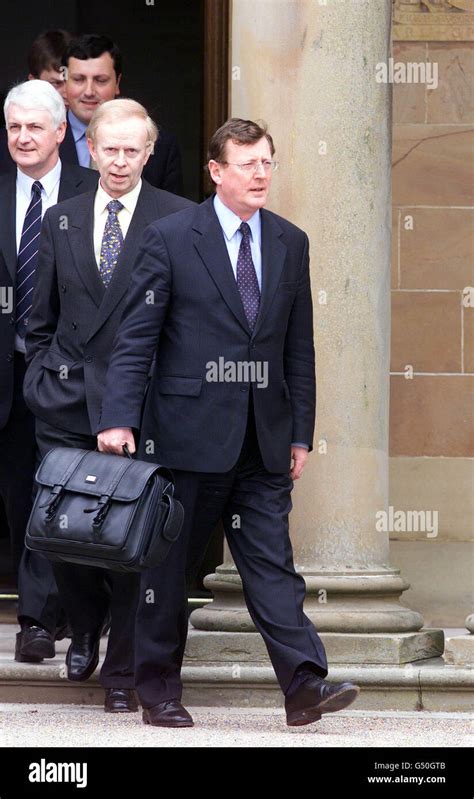 Ulster Unionist Leader David Trimble Leaves In Front Of Sir Reg Empey