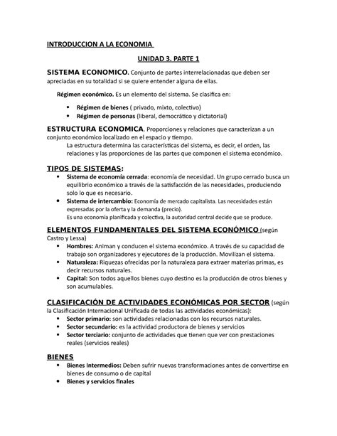 Parcial Eco Resumen Introduccion A La Economia Unidad Parte