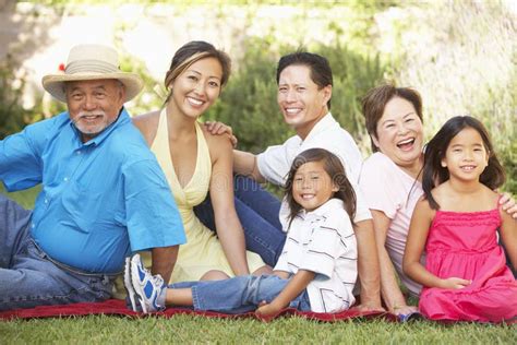 Grupo Da Família Extensa Que Relaxa No Jardim Foto De Stock Imagem De