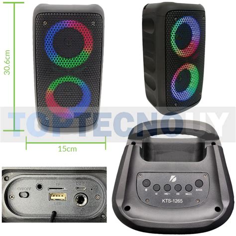 CAJA ACTIVA PARLANTE BLUETOOTH TWS 2X3 LUCES LED RGB USB AUX MICRO SD