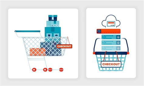 Illustrations De Panier Et De Chariot Avec Panneau De Paiement Pour