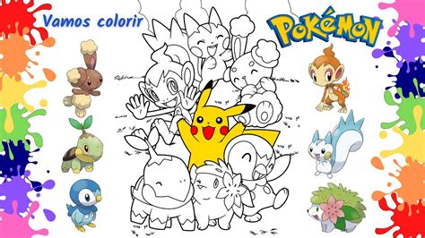 Como Pintar Desenho Pokémon Pikachu Piplup Chimchar Turtwig