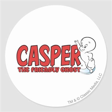 Casper The Friendly Ghost Red Logo 2 Classic Round Sticker Zazzle Casper The Friendly Ghost