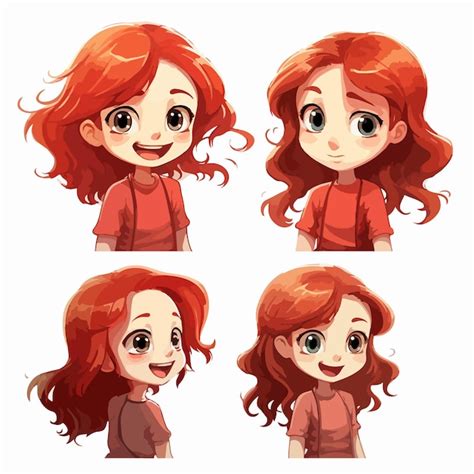 Premium Vector Exquisite Girl Red Hair Portrait Art