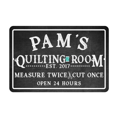 Personalized Quilting Room Chalkboard Look Metal Room Sign Patternpop