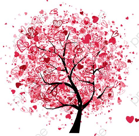 Vector Red Love Trees Love Vector Creative Trees Cartoon Trees PNG