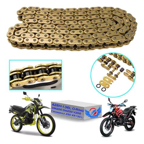 Cadena 428h 136l Gold Con Oring Reforzada Crossmax250 Dm200 Envío gratis