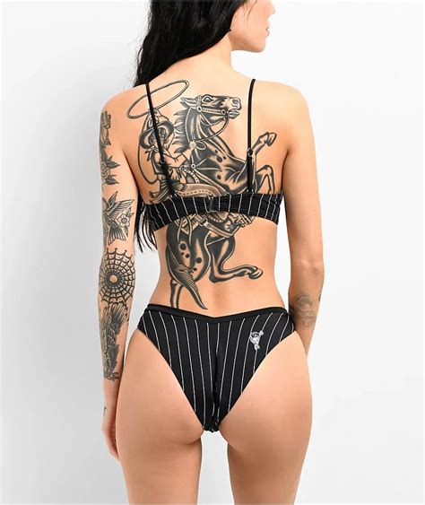 Lurking Class By Sketchy Tank Corner Stripe Black High Leg Bikini