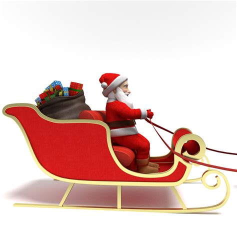 3d Santa S Sleigh Reindeer Model