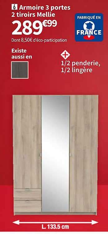 Promo Armoire Portes Tiroirs Mellie Chez Conforama Icatalogue Fr