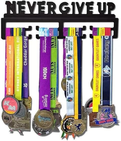 Entemah Never Give Up Colgador De Medallas Soporte Para Colgar