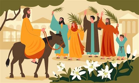 Free Vector Easter And Palm Sunday Flat Concept With Jesus Christ