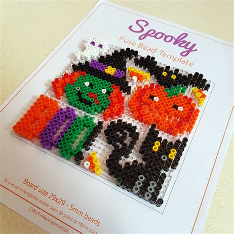 Halloween Fuse Bead Templates Hama Perler Nabbi Beads Craft Template Witch Bat Cat Pumpkin