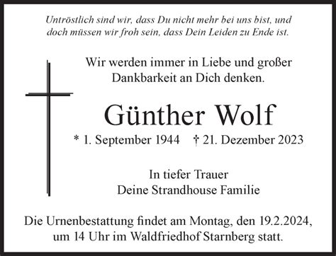 Traueranzeigen Von G Nther Wolf Sz Gedenken De