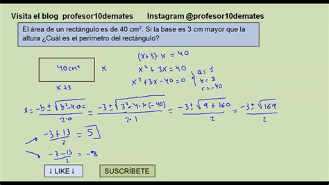 Ecuaciones De Segundo Grado Problemas Geom Tricos Youtube