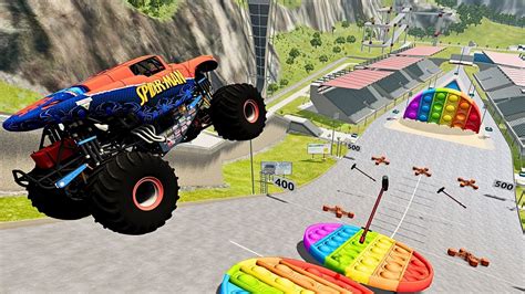 Epic High Speed Jump Monster Truck Double Bus Towing Truck Jet Bus