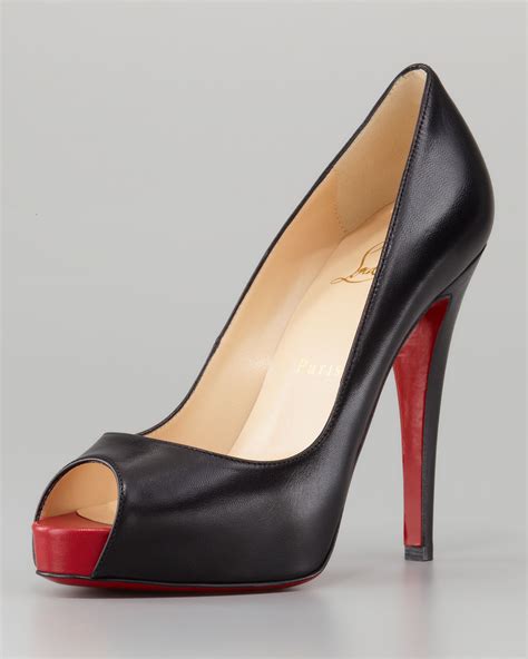 Lyst Christian Louboutin Very Prive Leather Platform Red Sole Pump In Black