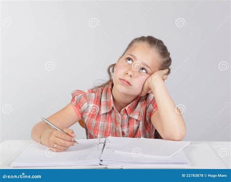 Distracted School Kid At Homework Stock Photo Image Of Assignmant