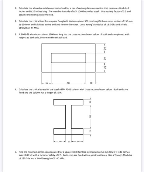 Solved 1 Calculate The Allowable Axial Compressive Load For Chegg