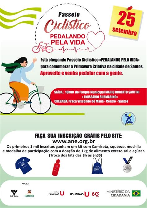 Passeio Ciclístico Pedalando Pela Vida vai comemorar a Semana da