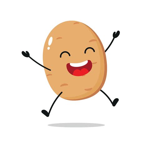 Cute Happy Potato Character Funny Jump Potato Cartoon Emoticon In Flat Style Vegetable Emoji