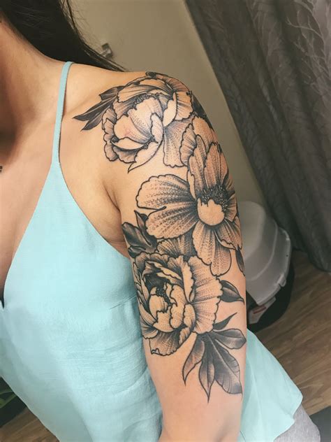 My New Peony Half Sleeve 😍 Quarter Sleeve Tattoos Flower Tattoo