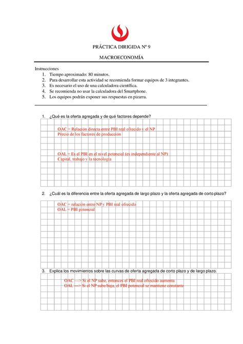 Macro semana 11 Resuelto PRÁCTICA DIRIGIDA Nº 9 MACROECONOMÍA