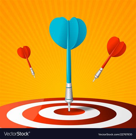 Realistic Detailed 3d Dartboard With Red And Blue Vector Image