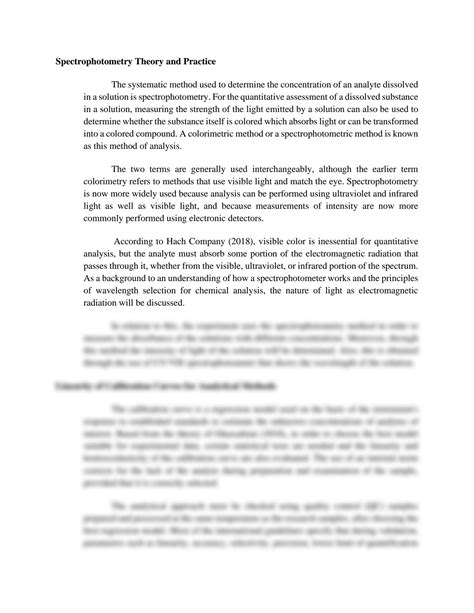 Solution Laboratory Report On Spectrophotometric Determination Of Potassium Permanganate