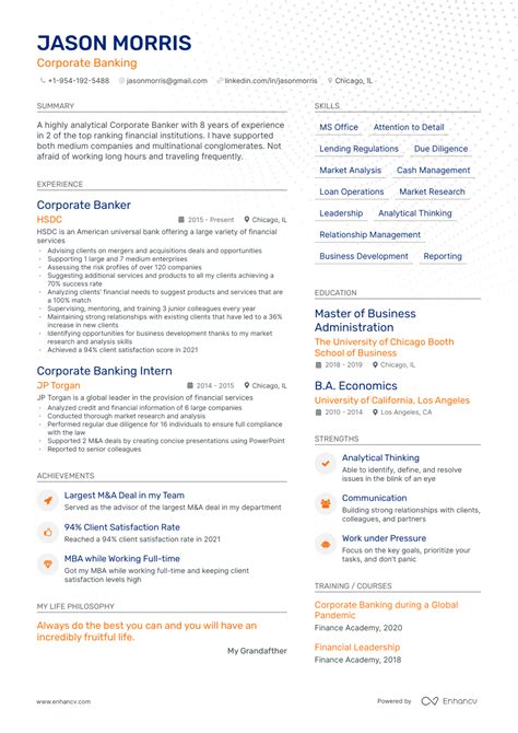 5 Corporate Banking Resume Examples And Guide For 2023