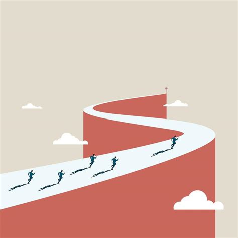 Businessman Team Running On Away Winding Path 26102260 Vector Art At