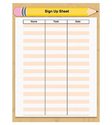 Printable Sign Up Sheet Free It Can Be Used To Record Names Of People