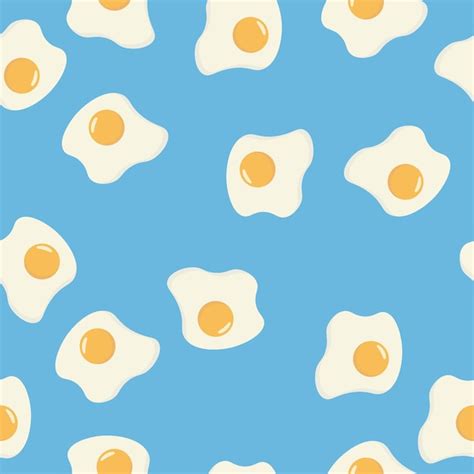 Premium Vector Fried Eggs Seamless Pattern On Yellow Background