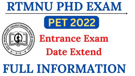 Rtmnu Pet Entrance Exam 2022 Rtmnu Phd Exam Date Extended Rtmnu Pet