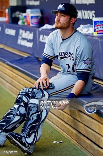 Milwaukee Brewers Jonathan Lucroy In Dugout During Game Vs New York