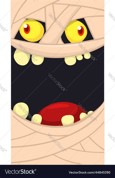 Scary Cartoon Monster Mummy Face Cute Square Vector Image