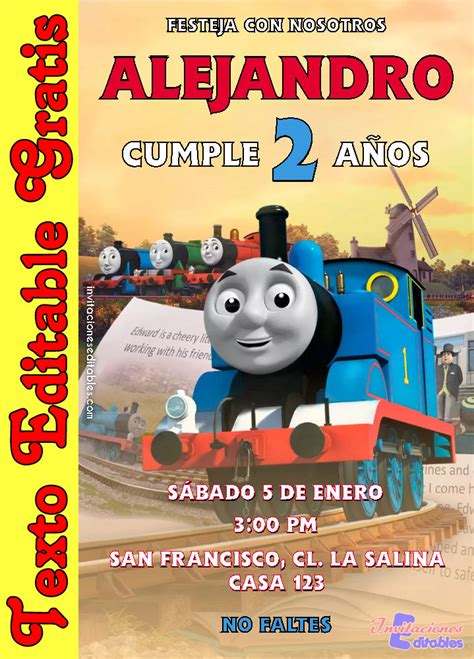 Invitación De Thomas Y Sus Amigos 01 Gratis Invitaciones Editables 2022