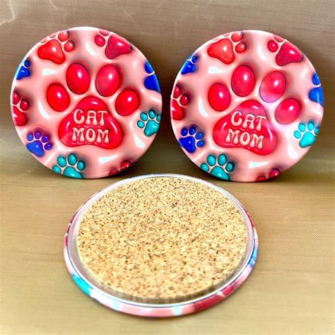 hand crafted kitchen caoster set coasters metal  printed