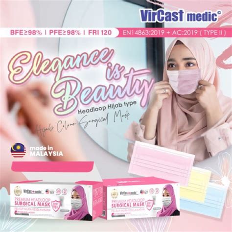 Vircast Medic Hijab Series Premium Head Loop Surgical Mask 30 S Type