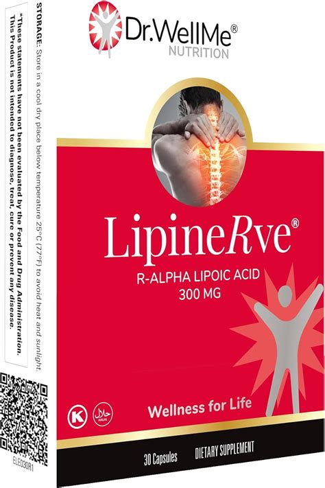 Dr Wellme Lipinerve R Alpha Lipoic Acid 300mg Capsules Per Serving An Antioxidant