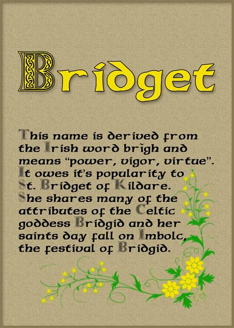 Bridget Story Of The Namename Explained History Name Etsy